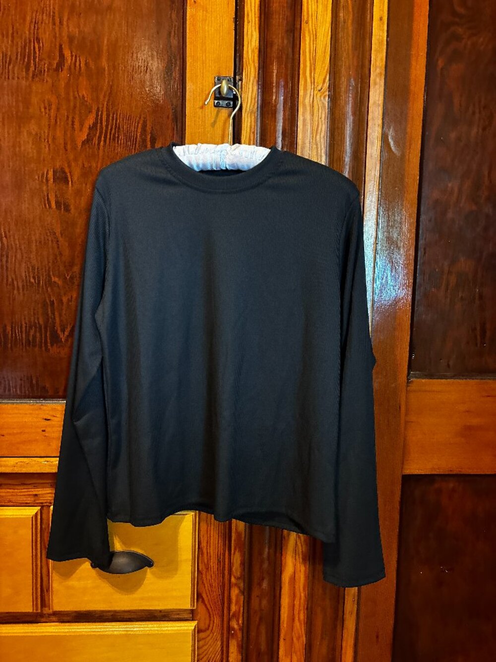 Women's Black Ribbed Long Sleeve Top Size XXL Brand New